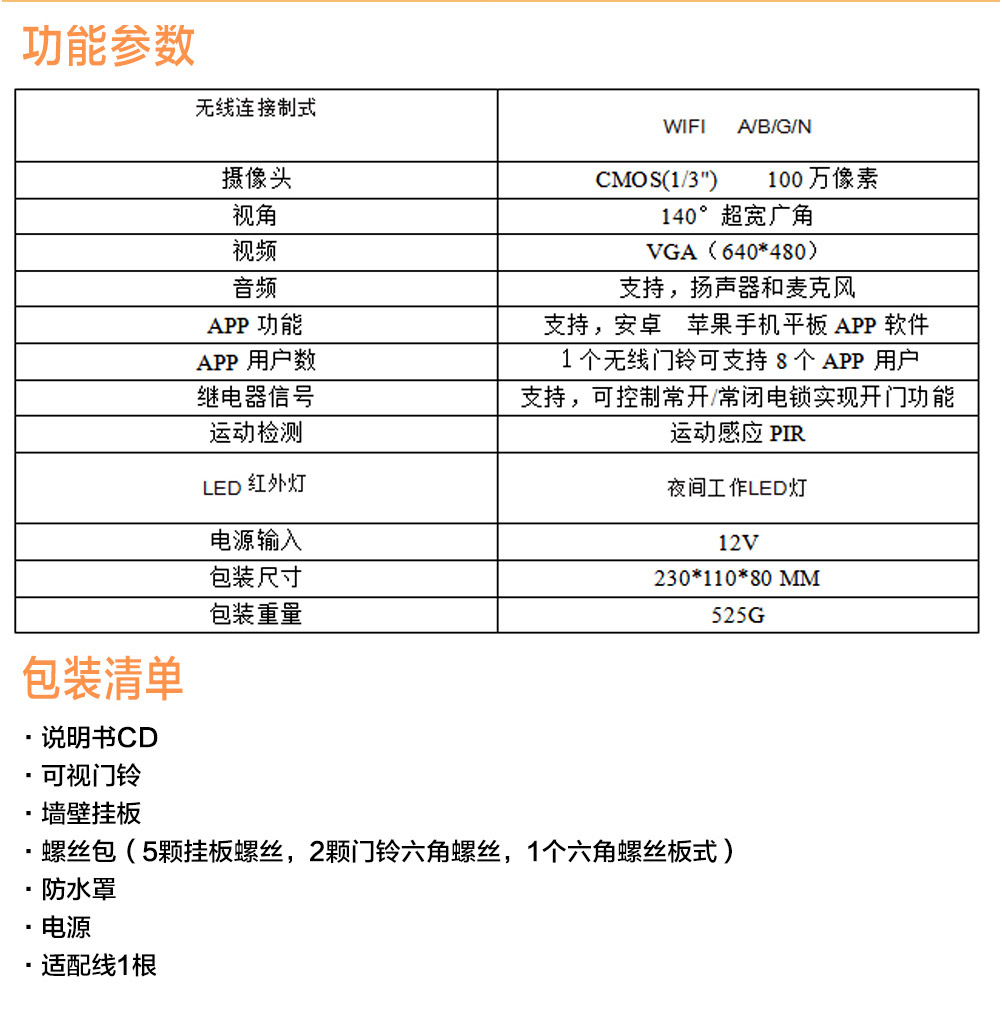 無線可視門鈴